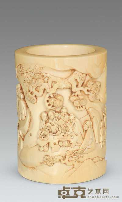 民国 象牙人物笔筒 13×10cm